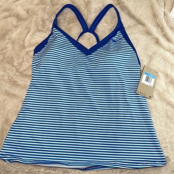 NIKE Stripe V-Neck Hyper Royal Blue Stripe Tankini Top - Size Medium, NWT - Picture 4 of 12